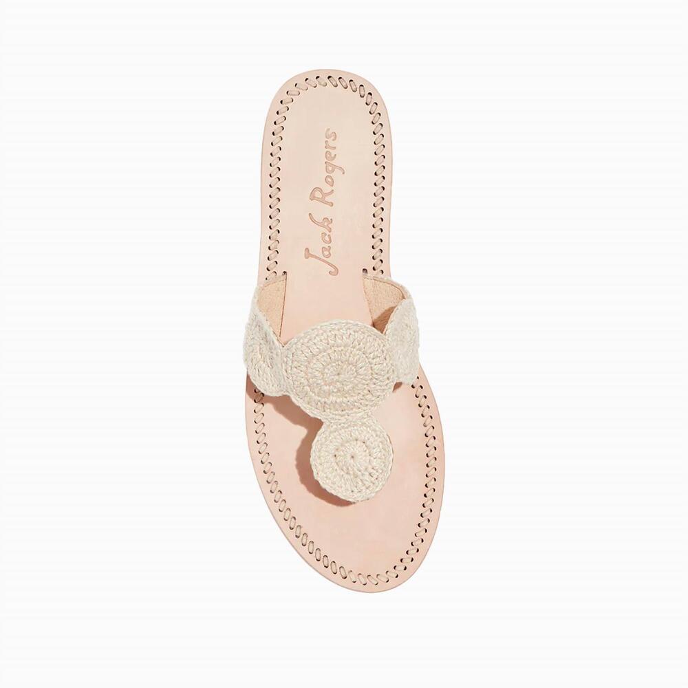 NEW JACK ROGERS women's jacks crochet sandal in natural - Picture 2 of 2